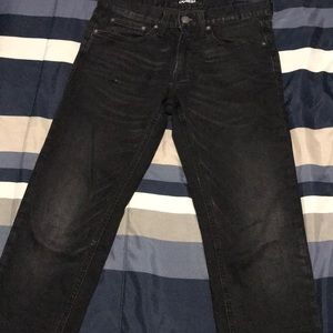 Express Slim Straight Stretch Faded Black Jeans